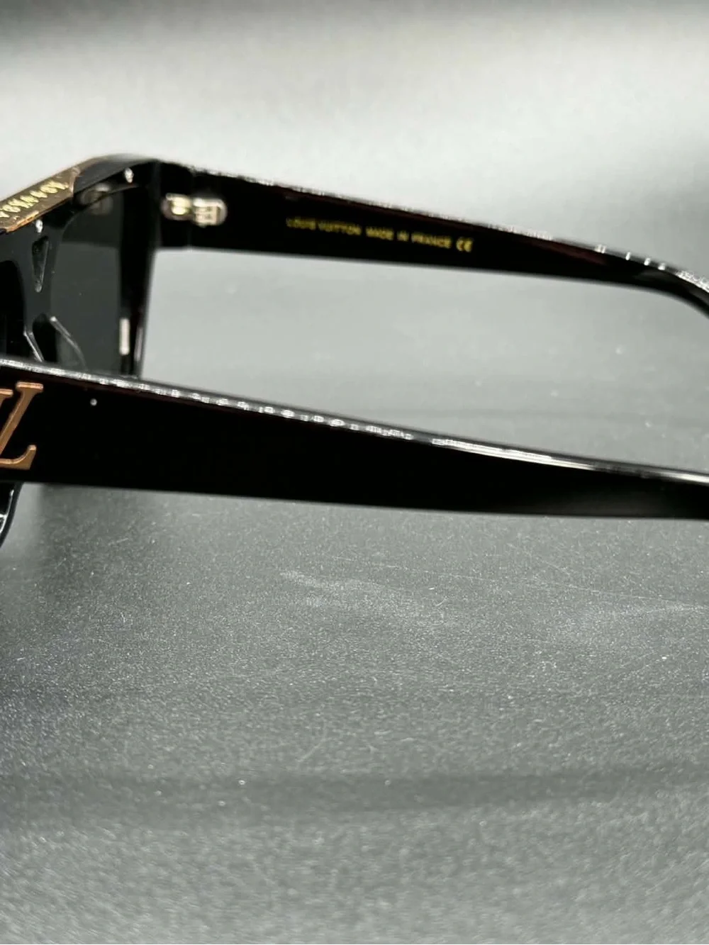 Louis Vuitton Black and Gold Rectangular Evidence Sunglasses